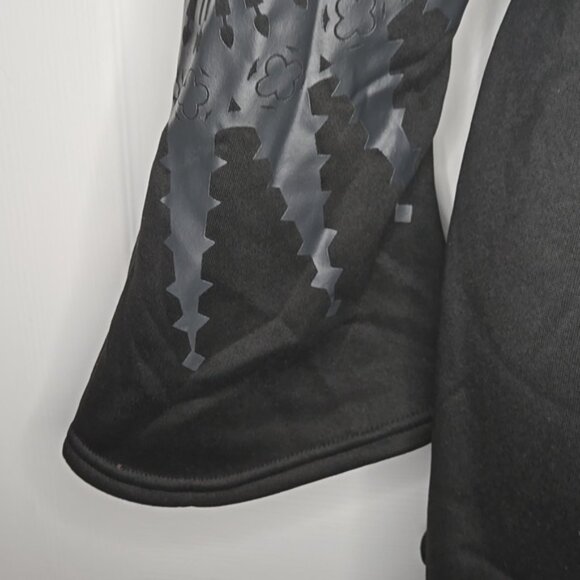 Black Hooded Womens Jacket with Silver Accents Ptp 23 32 Long - Picture 3 of 4